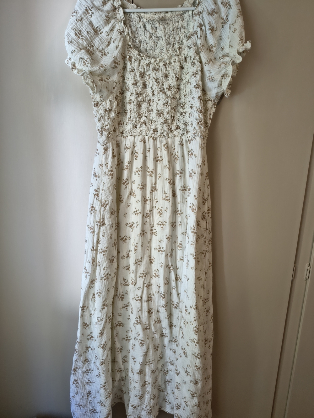 Worth Collective Cream Floral Smocked Maxi Dress